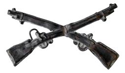 Little Bighorn Battle Relic -- U.S. Army Insignia of Crossed Rifles, Worn by a Soldier at the Battle of Little Bighorn -- From the Stella Foote Collection